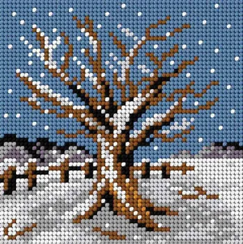 Vyšívací vzor Předloha vyšívací Strom v zimě 15x15cm (Gobelínové plátno (stramín) s natištěným obrázkem s motivem Stromu v zimě. Kreativní předloha od výrobce Orchidea. Bavlněná vyšívací předloha s rozměry 15 x 15 cm.)
