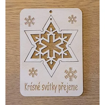 Vánoční přání s vyndávací ozdobou - vločka