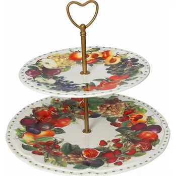 Porcelánový dvoupatrový tác LE PRIMIZIE BRANDANI (barva - barevná,ovoce)