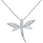 Stříbrný náhrdelník s přívěskem vážky Gina s Brilliance Zirconia dámský i dětský QR48PS