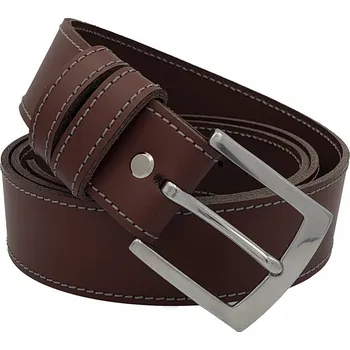 Opasek opaskujse Kožený opasek XXL basic, hnědá kůže, šedé prošití, spona nerezová Délka opasku: 130 cm