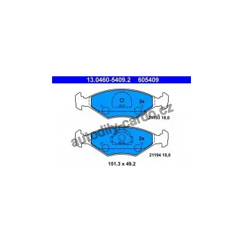 Brzdová destička Sada brzdových destiček ATE 13.0460-5409 (AT 605409) - FIAT