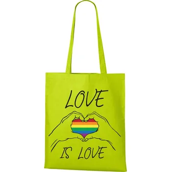 Plátěná taška Love is love, Barva Limetková, Velikost 40×45 cm, Canvas Nákupní taška 1106