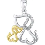 Stříbrný / pozlacený přívěsek pes Denny s čirými Brilliance Zirconia MWP13942