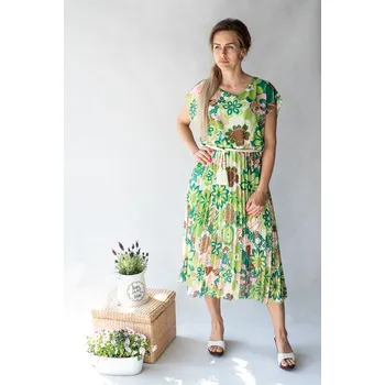 Dámské šaty Šaty letní s krátkým rukávem 12693 Itálie barva: zelená, velikost: Univerzální-jedna velikost