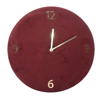Hodiny Nástěnné hodiny semišové bordové