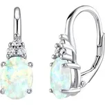 Stříbrné náušnice OLIVIA s bílým opálem LPS1508W