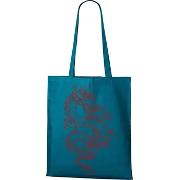 Plátěná taška Čínský drak, Barva Petrolejová, Velikost 40×45 cm, Canvas Nákupní taška 1108 - DTF/DTG