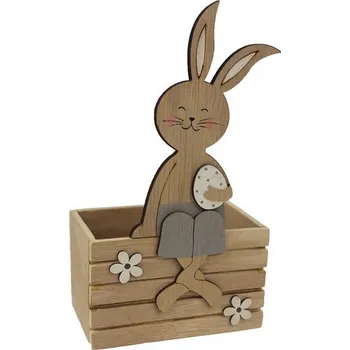 Velikonoční dekorace Dřevěná dekorace box, Zajíček 21 cm (Velikonoční dřevěný zajíc, zajíček,jaro, Velikonoce)