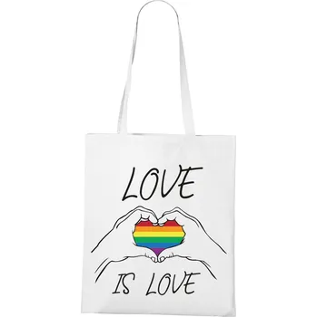 Plátěná taška Love is love, Barva Bílá, Velikost 40×45 cm, Canvas Nákupní taška 1106