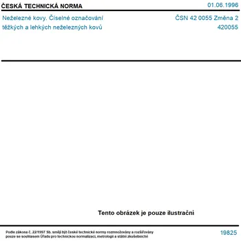 ČSN 42 0055 Změna 2 - Neželezné kovy. Číselné označování těžkých a lehkých neželezných kovů - Tisk
