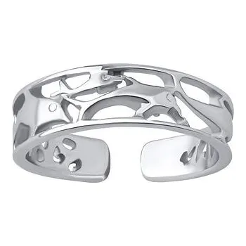 Prsten Otevřený stříbrný prsten na nohu Agila s delfíny PRM12196R