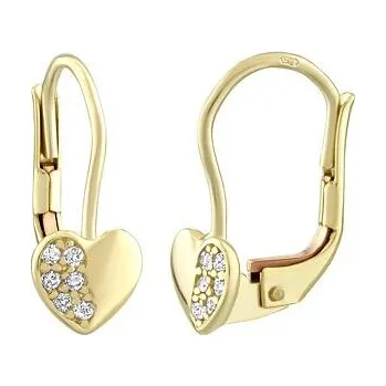 Náušnice Zlaté náušnice srdce s Brilliance Zirconia SILVEGO70585Y