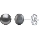Stříbrné náušnice pecky s přírodní perlou 6 mm v barvě černá tahiti LPS0614B6