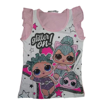 Dívčí tričko Dívčí krásné třpytivé sv. růžové tričko s krátkým rukávem a panenkou L.O.L.. 122