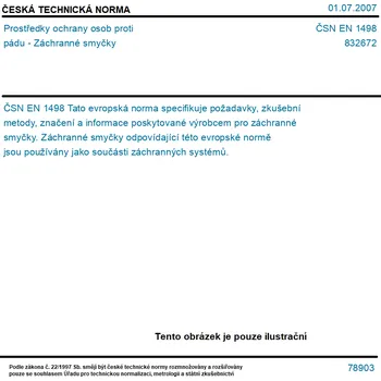 ČSN EN 1498 - Prostředky ochrany osob proti pádu - Záchranné smyčky - Tisk