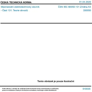 ČSN IEC 60050-131 Změna A3 - Mezinárodní elektrotechnický slovník - Část 131: Teorie obvodů - Tisk