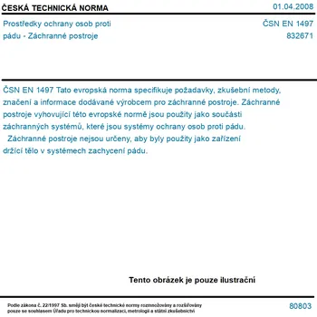ČSN EN 1497 - Prostředky ochrany osob proti pádu - Záchranné postroje - Tisk