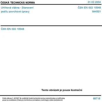 ČSN EN ISO 10548 - Uhlíková vlákna - Stanovení podílu povrchové úpravy - Tisk