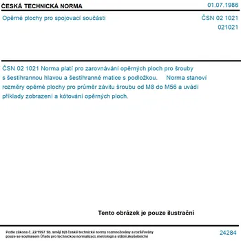 ČSN 02 1021 - Opěrné plochy pro spojovací součásti - Tisk