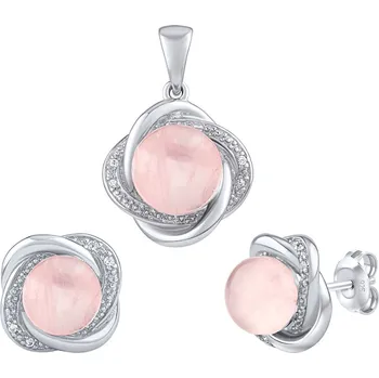 Souprava šperků Silvego Stříbrný set šperků Ariel s pravým růženínem a Brilliance Zirconia