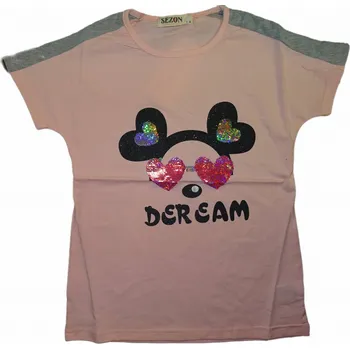 Dívčí tričko Dívčí růžové tričko s hlavou a srdíčky 152