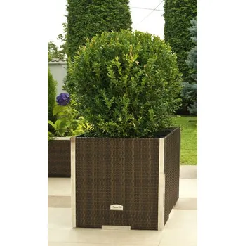 Květináč Ratanový květináč s hliníkovým rámem 46x46cm Barva: Béžová