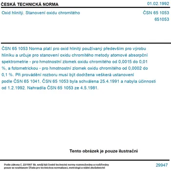 ČSN 65 1053 - Oxid hlinitý. Stanovení oxidu chromitého - Tisk