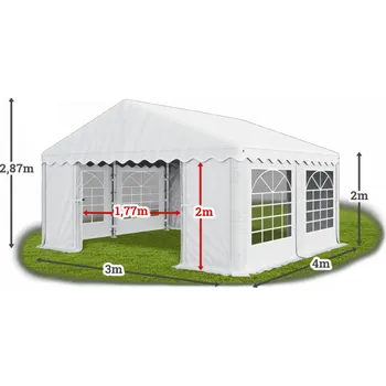 Zahradní stan Párty stan 3x4x2m střecha PE 240g/m2 boky PE 240g/m2 konstrukce LÉTO Bílá Šedá Červená