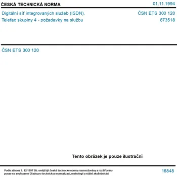 ČSN ETS 300 120 - Digitální síť integrovaných služeb (ISDN). Telefax skupiny 4 - požadavky na službu - Tisk