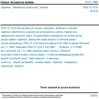 ČSN 72 1210 - Vápenec. Všeobecná ustanovení. Dolomit - Tisk