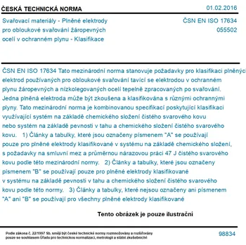 Příslušenství ke svářečce ČSN EN ISO 17634 - Svařovací materiály - Plněné elektrody pro obloukové svařování žáropevných ocelí v ochranném plynu - Klasifikace - Tisk