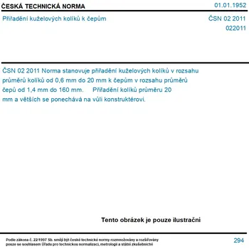 ČSN 02 2011 - Přiřadění kuželových kolíků k čepům - Tisk