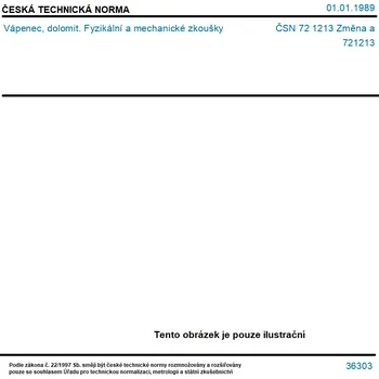 ČSN 72 1213 Změna a - Vápenec, dolomit. Fyzikální a mechanické zkoušky - Tisk
