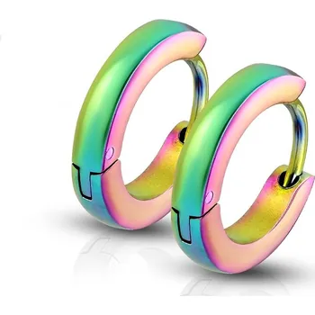 Náušnice Šperky4U Duhové ocelové náušnice - kroužky - OPN1086-W