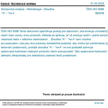 ČSN ISO 8588 - Senzorická analýza - Metodologie - Zkouška "A" - "ne A - Tisk