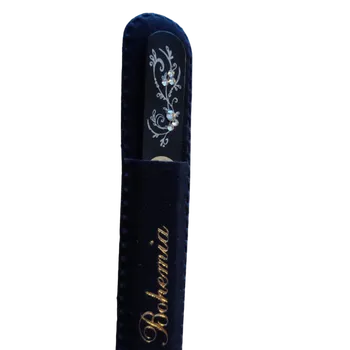 Skleněný pilníček na nehty s křišťály Swarovski Elements®, černý podklad, Kamínky A - 110 mm