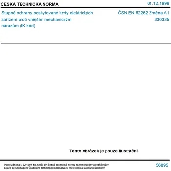 ČSN EN 62262 Změna A1 - Stupně ochrany poskytované kryty elektrických zařízení proti vnějším mechanickým nárazům (IK kód) - Tisk