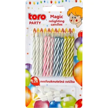 Dortová svíčka Toro Nesfouknutelné svíčky na dort 12 ks