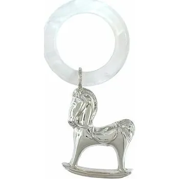 Stříbrné chrastítko kroužek s koníkem