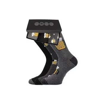 Pánské ponožky Pánské ponožky Lonka WEBOX 008 - balení 3 různé páry v krabičce 26-28 (39-42) mix