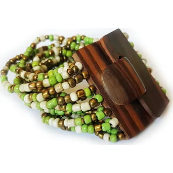 Náramek Náramek s ebenovým zapínáním zeleno zlatý