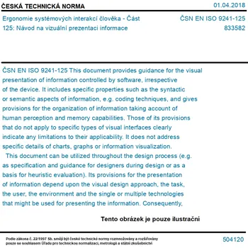 ČSN EN ISO 9241-125 - Ergonomie systémových interakcí člověka - Část 125: Návod na vizuální prezentaci informace - Tisk