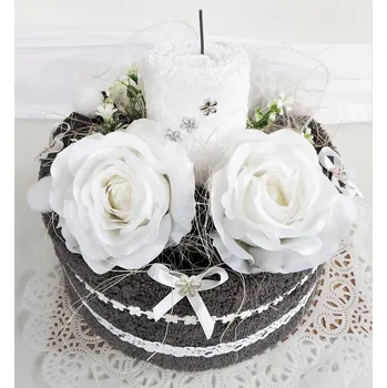 Veratex Textilní dort svícen šedo/ bílý