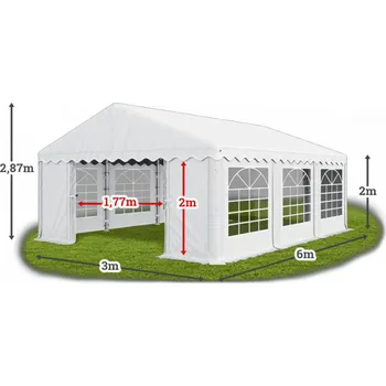 Zahradní stavba Párty stan 3x6x2m střecha PE 240g/m2 boky PE 240g/m2 konstrukce LÉTO Šedá Šedá Zelená