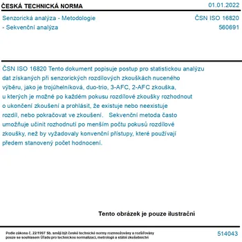 ČSN ISO 16820 - Senzorická analýza - Metodologie - Sekvenční analýza - Tisk