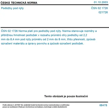 ČSN 02 1726 - Podložky pod nýty - Tisk