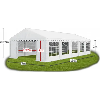 Zahradní stan Párty stan 3x10x2m střecha PE 240g/m2 boky PE 240g/m2 konstrukce LÉTO Bílá Bílá Bílá
