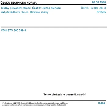 ČSN ETS 300 399-3 - Služby převádění rámců. Část 3: Služba přenosu dat převáděním rámců. Definice služby - Tisk