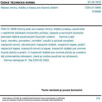 ČSN 01 5906 - Mazací otvory, drážky a kapsy pro kluzná uložení - Tisk